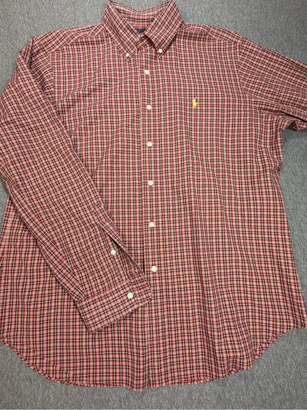 Ralph Lauren Classic Fit Red Plaid Button Up Mens Large Long Sleeve